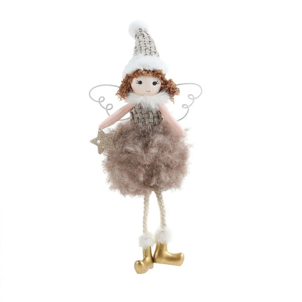 Sitting Posture Angel Girl Figurine Desktop Ornament Christmas Tree Decor Doll Wings Design Fairy Elf Figurine Festive Gift