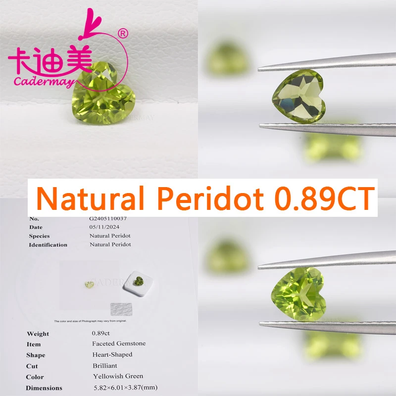 Heart Cut Natural Peridot Stone Loose Stone Gemstones With GRC Certificate For Wedding Fine Jewelry Making