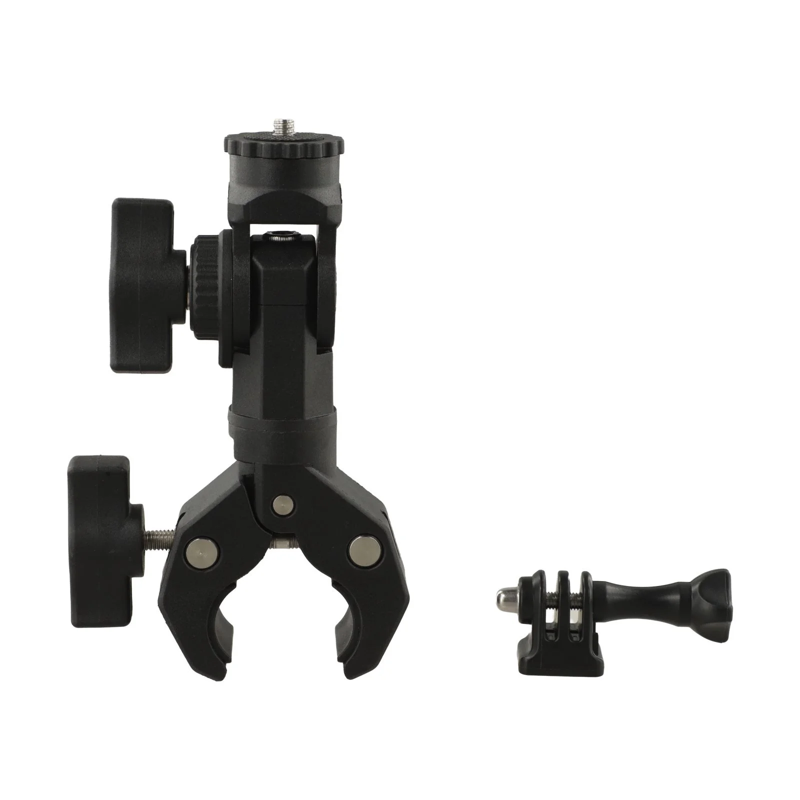 Rotating Clamp Bracket with 360 Degree Swivel for Motorcycle and Bike Handlebar Mount Includes Non Slip Rubber Pads