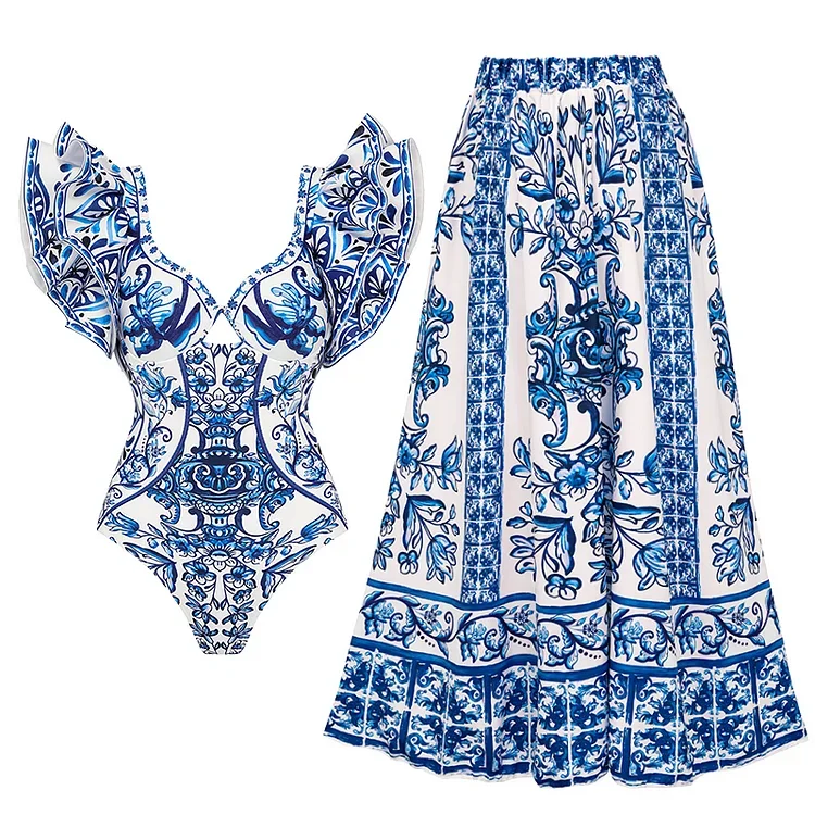 2024 Vintage Women\'s Swimsuit set Tummy Control One Piece Swimwear Summer bodysuit bikini Clearance Wholesale