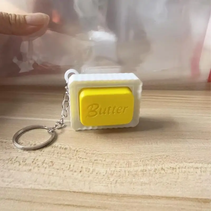 Butter Shaped Stress Relief Keychain Cute Portable Fidget Sensory Toy Bag Charm for Family Interactive Game Gift