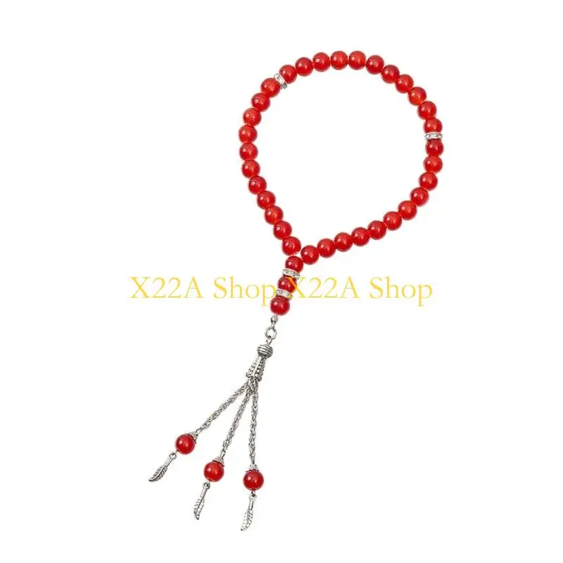 Unique 33 Piece 8mm Agate Like Glass Bead Necklace Lightweight Sturdy Elegant Jewelry
