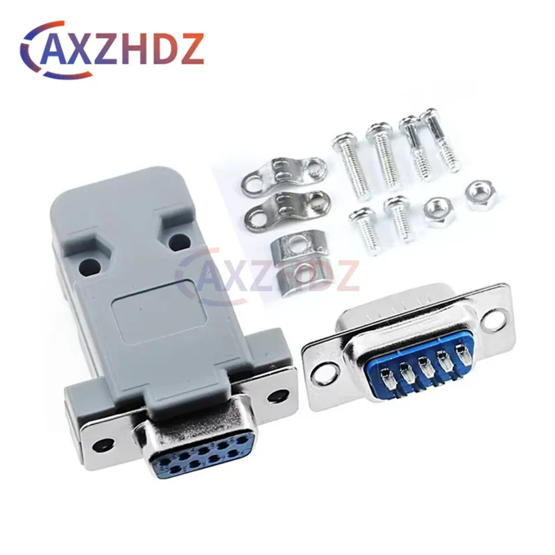 

5 Set Serial Port Connector RS232 DB9 Female Socket Plug Connector 9 Pin Copper RS232 COM Adapter With Plastic Case DIY