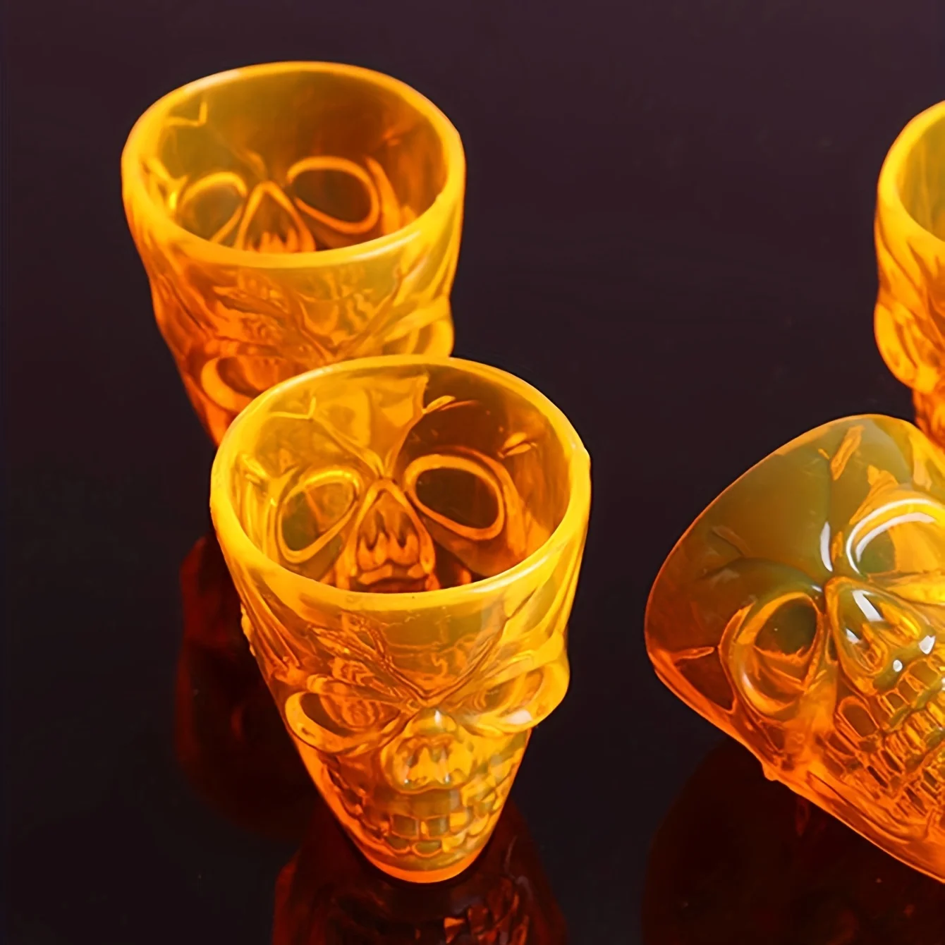 1pc Creative Transparent Orange Skull Print Mug, Plastic Funky Water Cup For Household