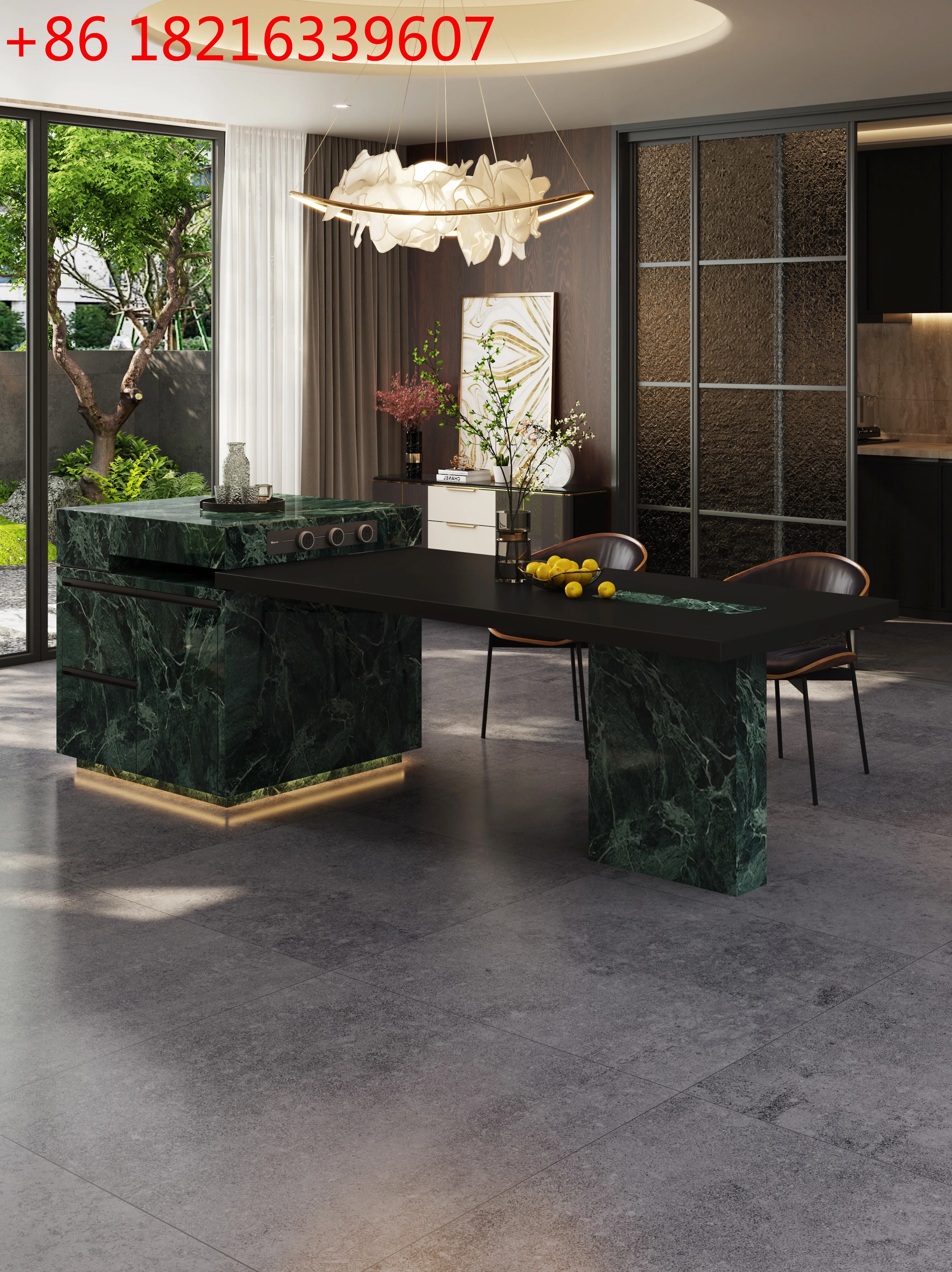 YAO YAO Island Dining Table Integrated Home Extendable Sintered Stone Italian Light Luxury Premium Villa Kitchen
