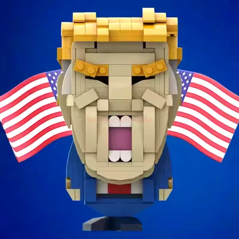 New MOC Cartoon Figures Trump America President Candidate Donald Parody doll Assembly Model Kids Toy  Gift