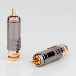 4개/세트 R1731 신형 금도금 구리 RCA 플러그 내구성 있는 RCA 커넥터 나사 납땜 잠금 오디오 비디오 플러그 57mm*14mm