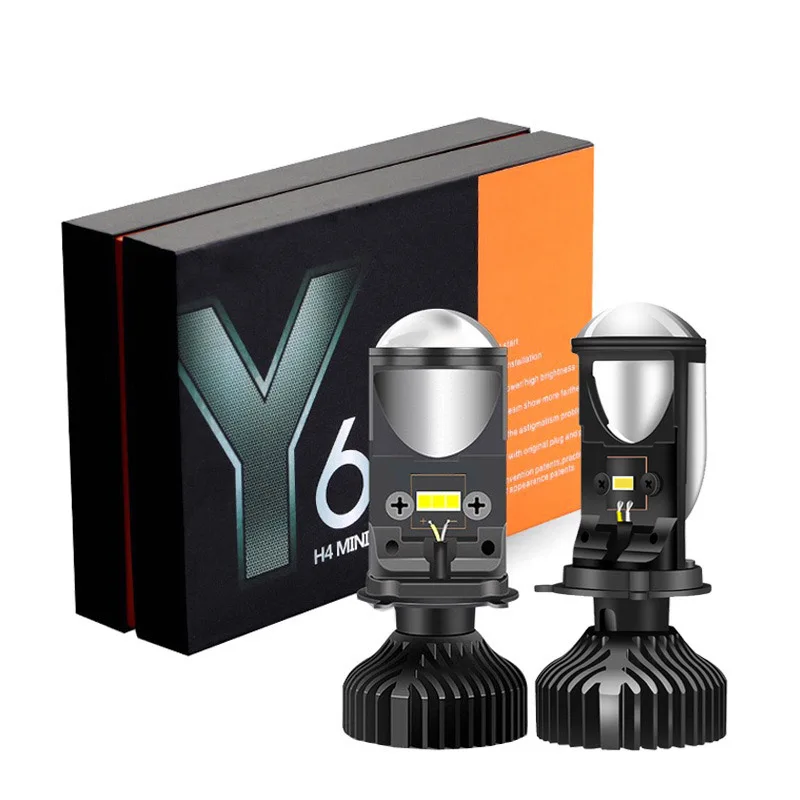 Y6D Lens H4 LED Headlight 8000LM 6500K 12V Motorcyle Car Light Far Integrated Headlight of Y7 Type Universal Bulb Car Motorcycl