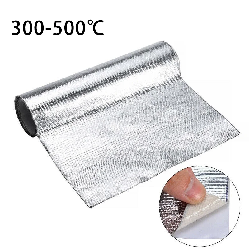 Car Heat Protection Film Fireproof Heat Insulation Mat Self-adhesive Aluminum Foil Glass Fiber High Temperature Resistant Cloth