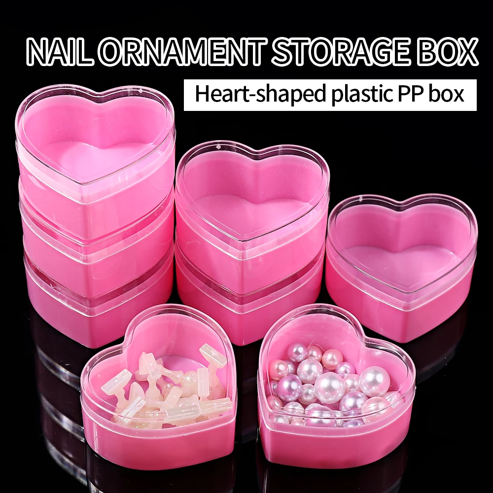 

5Pc Heart Shape Nail Storage Box Container Cotton Swab Storage Box Accessories Cleaning Desktop Tool Multifunctional Jewelry Box