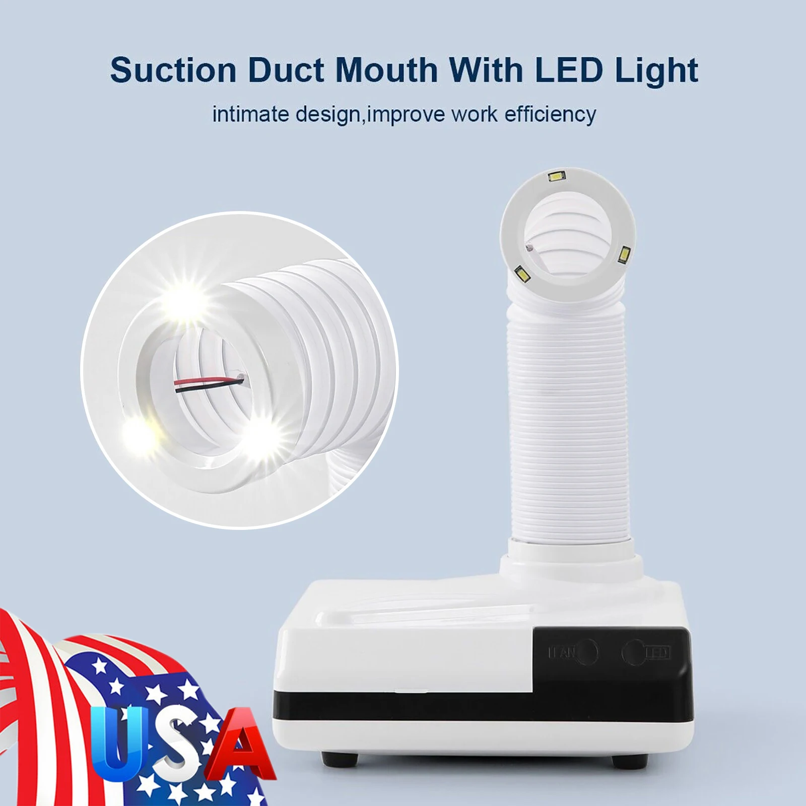 60W LED Portable Nail/Dental Lab Desktop Dust Suction Collector Machine Vacuum Cleaner for Polishing