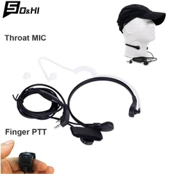 New Throat Mic Earpiece Headset Finger PTT For Baofeng TK Radio Walkie Talkie TK Throat Control Headset Walkie-talkie Headset