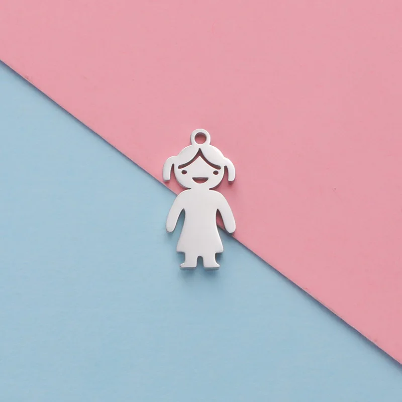 10 stks/partij Leuke Meisjes Jongens Charms Spiegel Polish Rvs Hanger Voor DIY Mode-sieraden Accessoires Groothandel