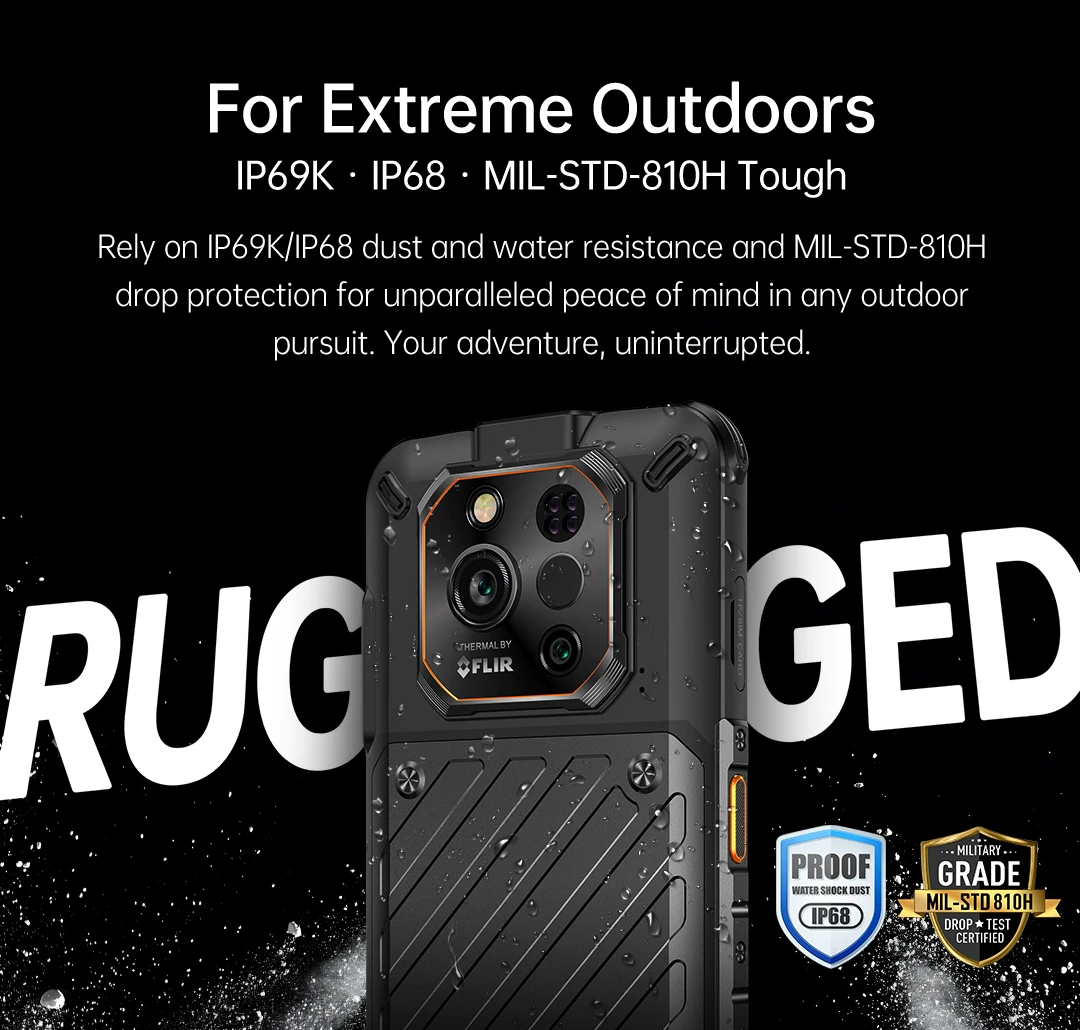 Ulefone RugOne Xever 7 Pro 5G Rugged Phone Thermal Imaging Android 15 Smartphone 512GB ROM 12GB RAM 120Hz AMOLED NFC 5500mAh