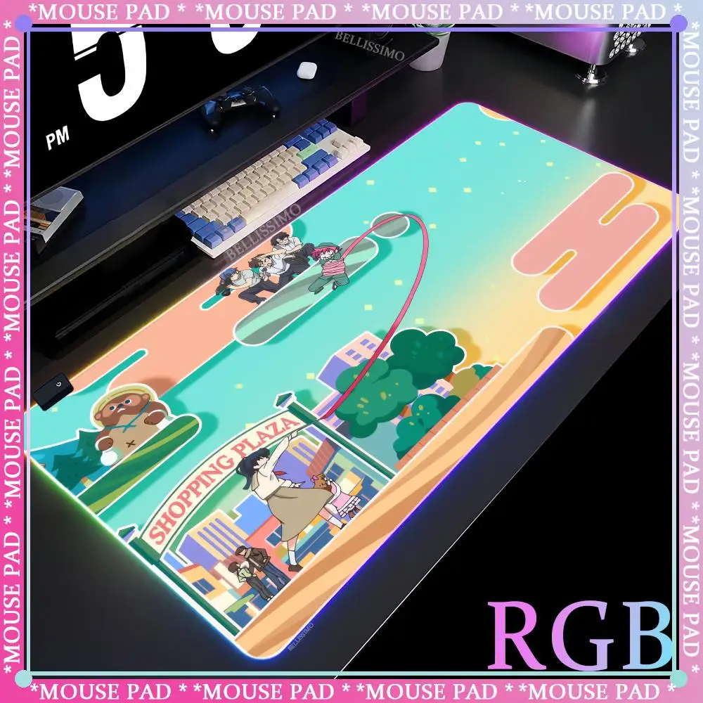 Cartoon Ranma Mouse Game console mechanical desk Pads RGB Keyboard accessories Rubber non-slip pad Gaming mouse RGB anime pad