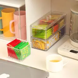 Tea Bag Storage Box Drawer Type Coffee Capsule Sorting Box Acrylic Sealed Storage Jar with Lid Tea Coffee Sugar Container