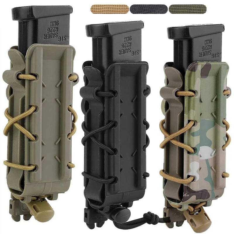 9mm Pistol Magazine Pouch Polymer Magazine Holder Carrier with MOLLE Clip and Belt Clip Hunting Mag Holster Bag