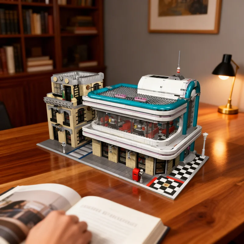 

4182pcs MOC Downtown Diner Modular Streetscape Model Building Blocks DIY Gift Creative Collectible Display Decor Premium Adult