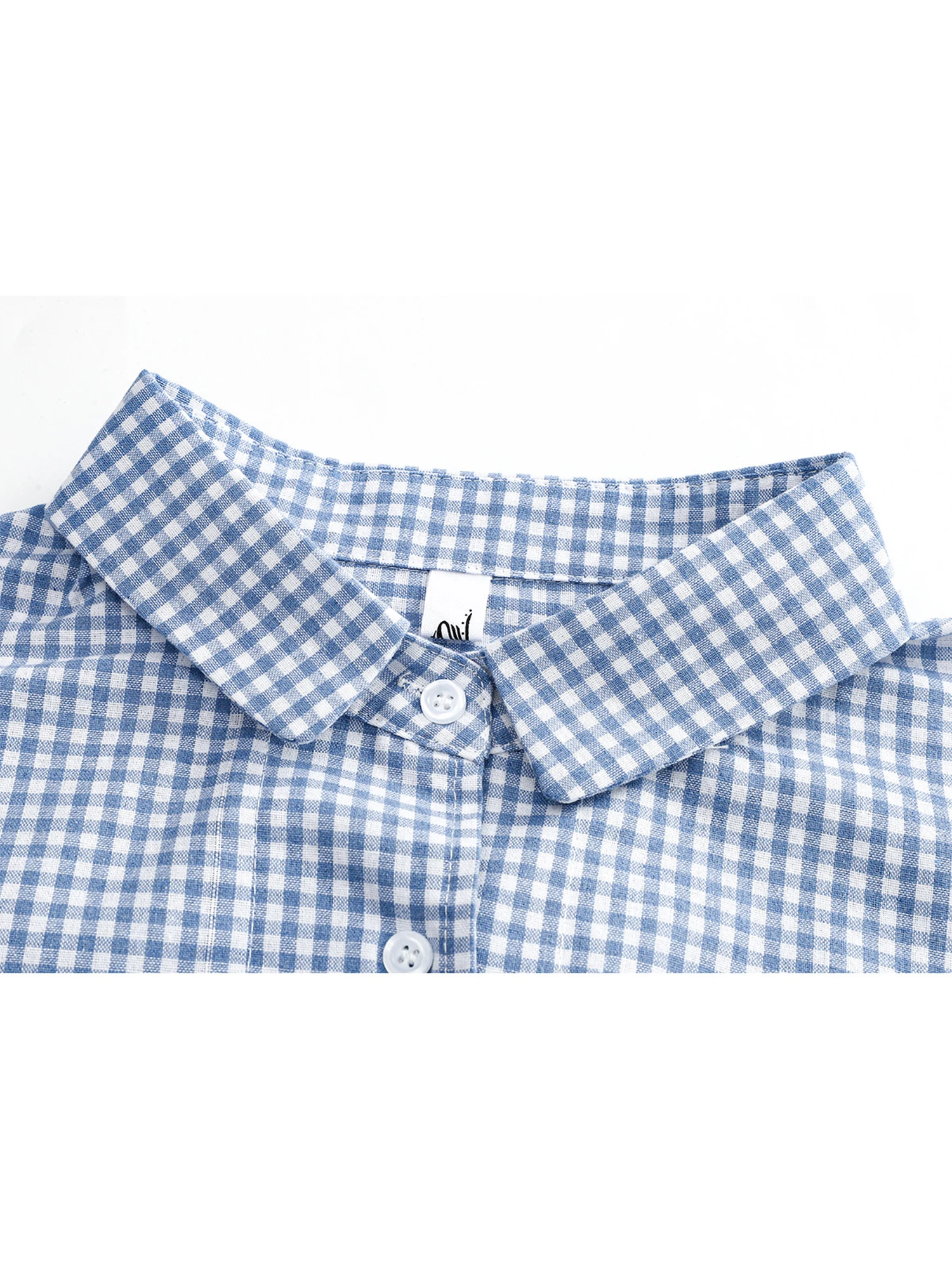 Women Blue Plaid Shirts Blouses Vintage Elegant 2000s Aesthetic Long Sleeve Polo-Neck Shirt For Women Spring Casual Clothes 2026