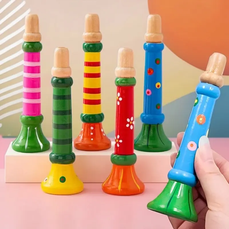 

Wooden Trumpet Toy Kids Horn Whistle Musical Instrument Early Educational Montessori Sound Training Interactive Play Toy Gift