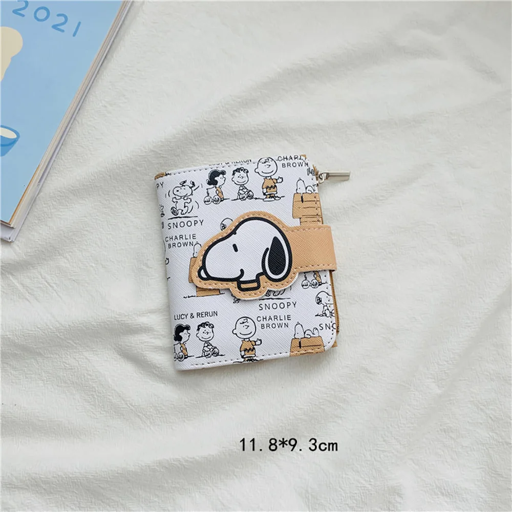 Snoopy PU Purse Anime Zipper Coin Wallet Cartoon Student ID Holders Multi Slot Bag Fashion Storge Bag Birthday Gifts For Friends image 2
