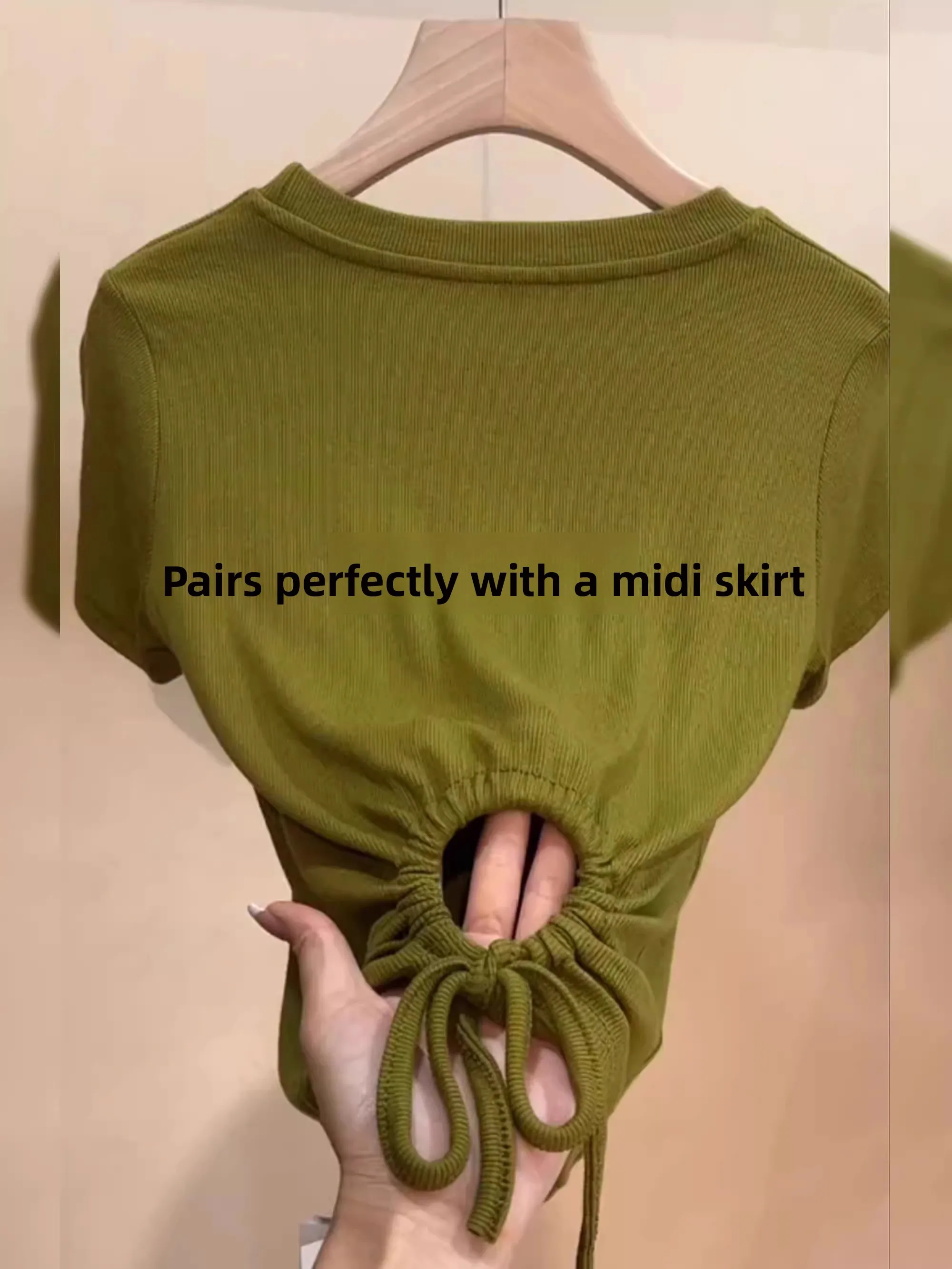 

Slim Fit round Neck Short Sleeve T-Shirt Women's Hollow out Design Trendy Style Summer Fashion Casual Top Korean Style