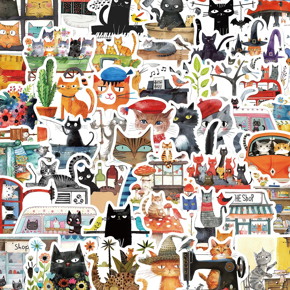 10/30/50Pcs Cute cartoon animal image art cat sticker For Suitcase Skateboard Laptop Luggage Phone Styling DIY Decal Pegatina