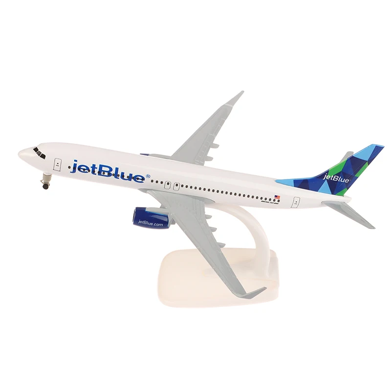 20ซม.โลหะผสมโลหะUSA Air JETสีฟ้าJetBlueสายการบินโบอิ้ง737 B737เครื่องบินเครื่องบินW Landing Gearsแอร์เวย์Diecastเครื่องบินรุ่น