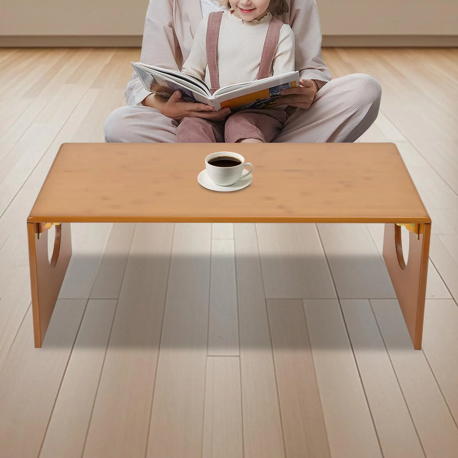 Folding Floor Coffee Table 31.5*14.5*11.8in, Japanese Bamboo Wood Low Desks Portable Coffee Table, for Living Room