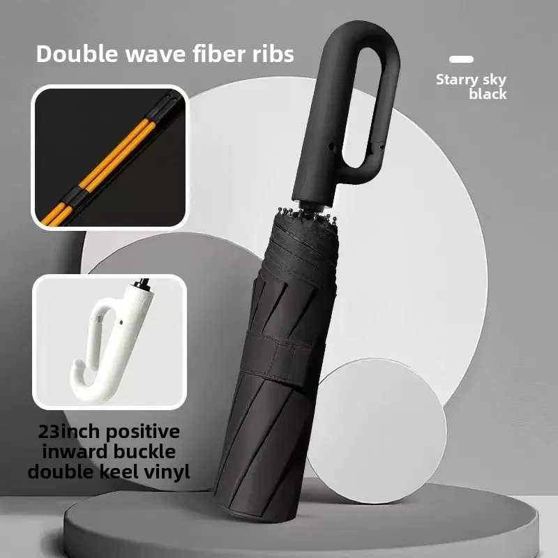 For Men Extra Large Reinforced Wind & Rain-resistant Sunshade UV Umbrellas Ring Buckle Design Automatic Folding Umbrella