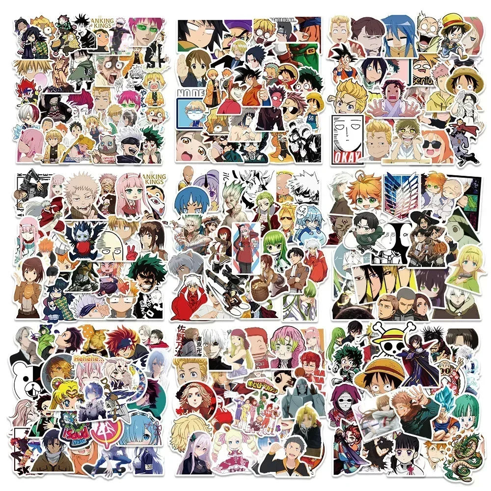 300 Stück Gemischte Anime-Aufkleber Cartoon-Sticker DIY Wasserdicht für Koffer Skateboard Gitarre Handy One Piece Demon Aufkleber Geschenk Spielzeug – Detail 2