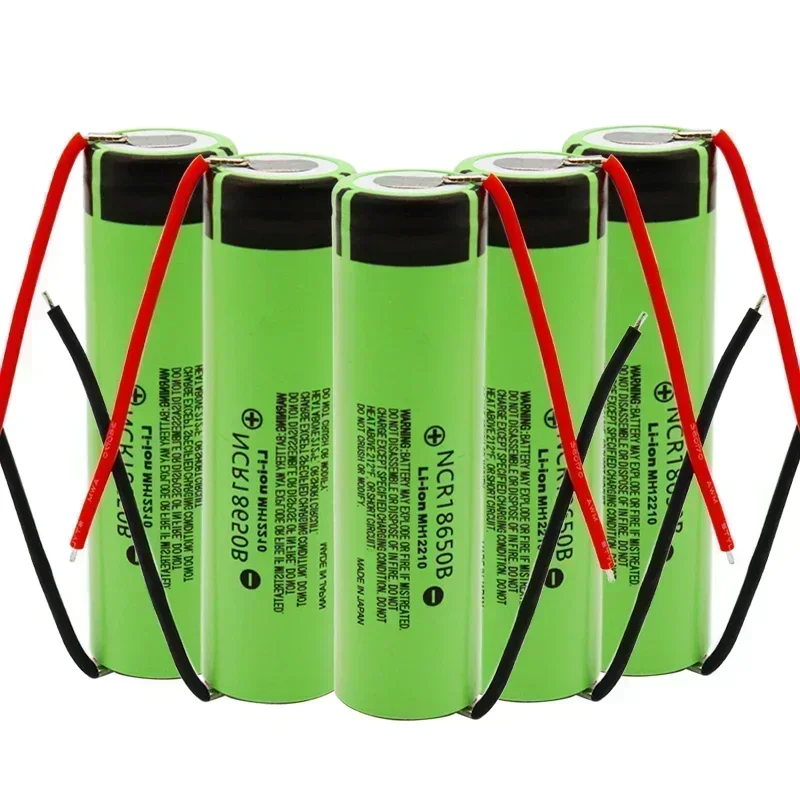 1-10pcs 100% Original 18650 battery 3400mah 3.7v lithium battery NCR18650B 3400mah Suitable for flashlight battery +DIY wire