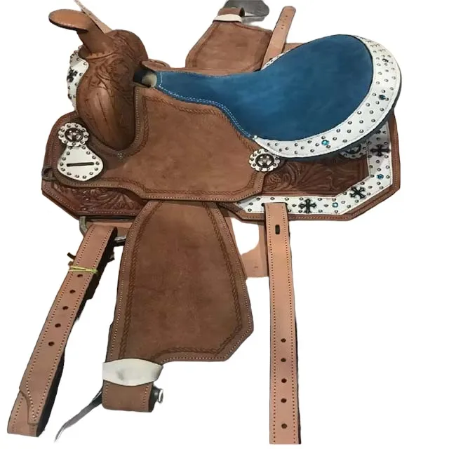 

Handmade Premium Quality Leather Western Barrel Racing Horse Saddle Trail Custom Size Design Color With All Accessories Included