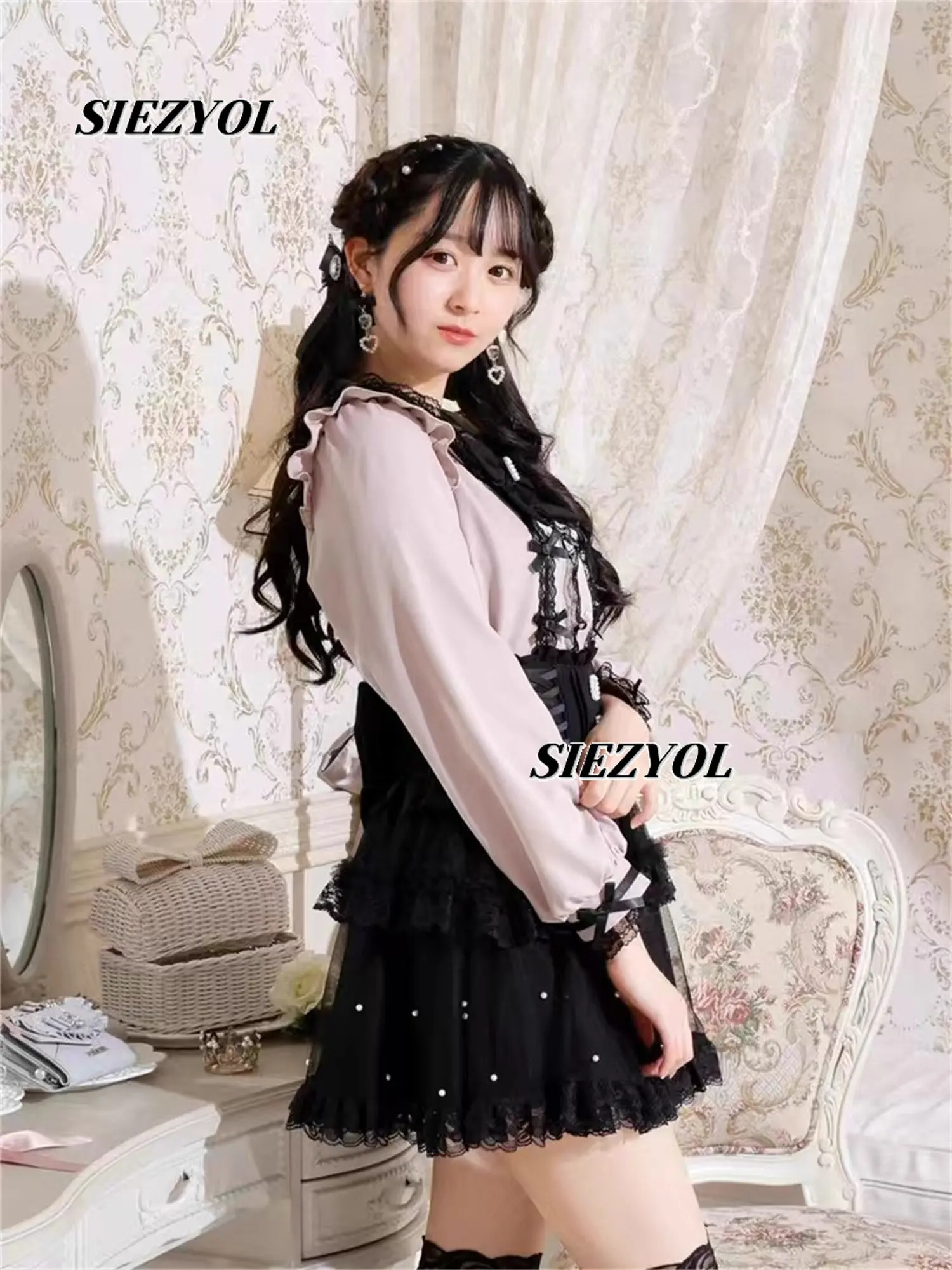 

Camisas Shirt for Women Japanese Style New Product Lace Sweet Cute Lace Bows Mass Production Lolita Long Sleeves Blouse