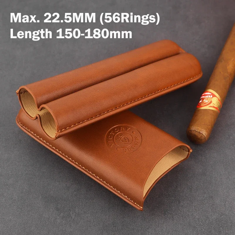 

Portable Leather Cigar Travel Case 2 Tubes Cigars Holder with Sharp Cutter Carrying Humidor Cigar Accessories Gift for Boyfriend