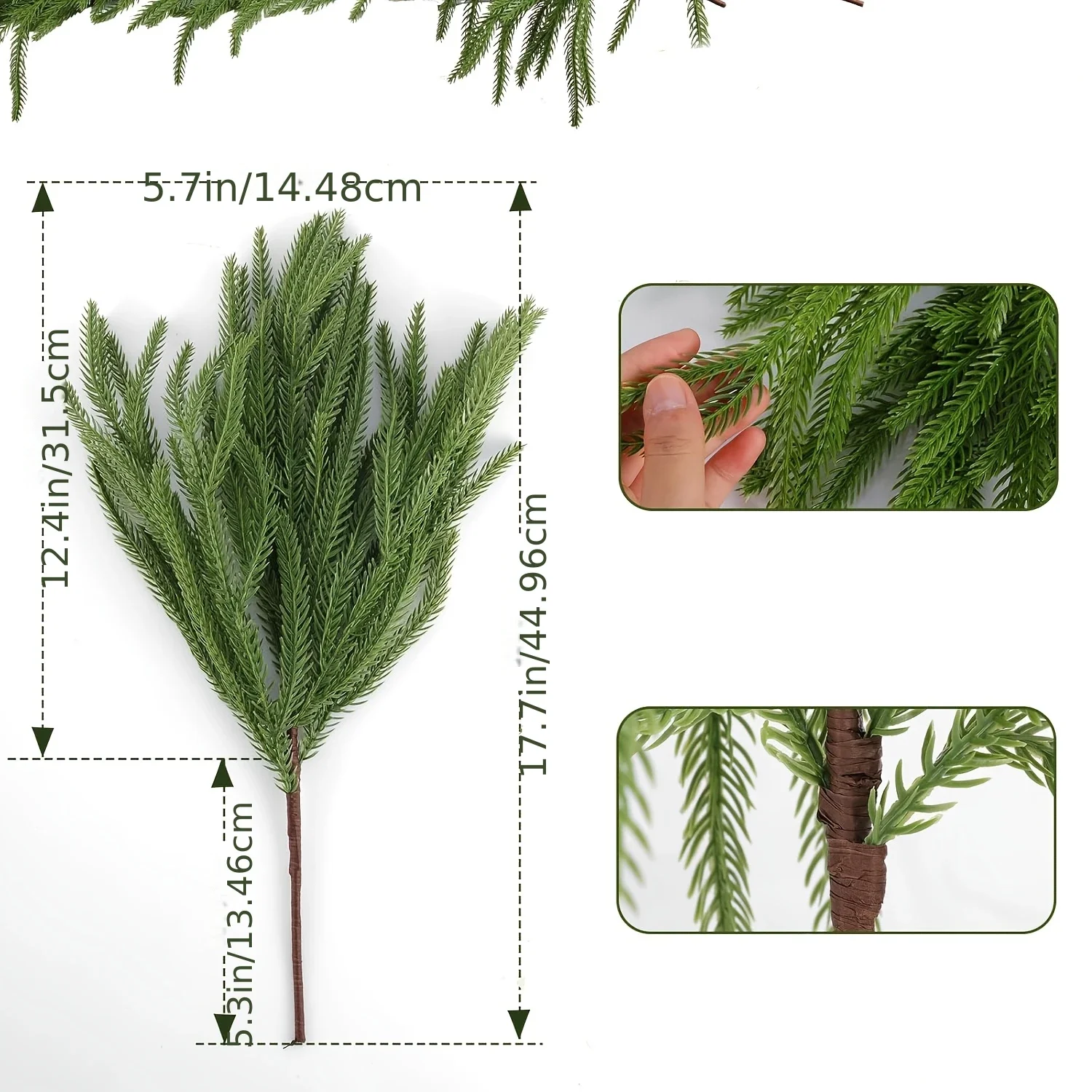 فروع صنوبر نورفولك واقعية لعيد الميلاد والديكور الدائري للعام. لا يوجد صيانة، أنيقة ومتينة للمنزل/المكتب.