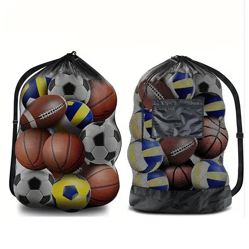 Extra Große Netz-Sporttasche mit Kordelzug und Verstellbarem Schultergurt für Fußball, Basketball, Volleyball und Schwimmausrüstung – Detail 1
