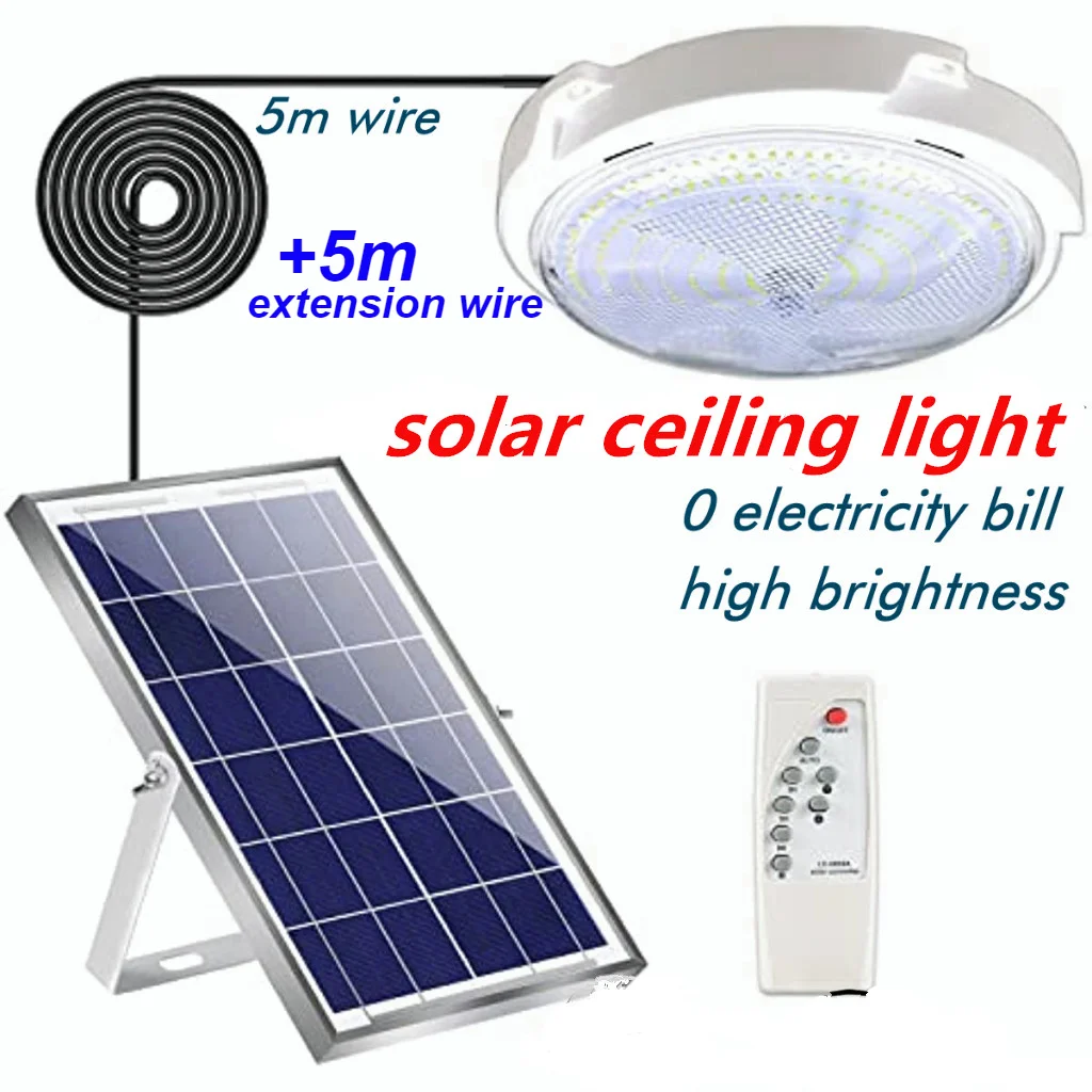 Super Bright Solar Ceiling Light IP65 Waterproof Indoor/Outdoor LED Lamp No Electricity Bill Power Saving Light for Veranda Gara
