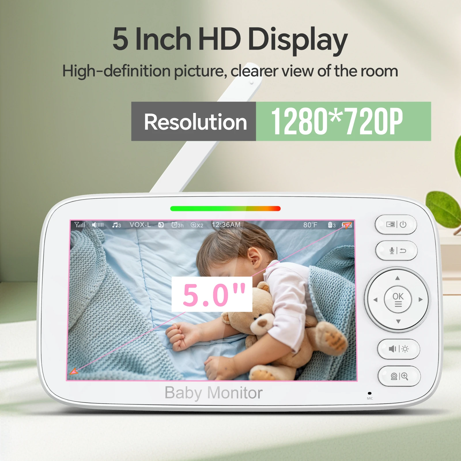 5 inch HD 720P babyfooncamera - Baby Monitor Sensor recensie en prijs