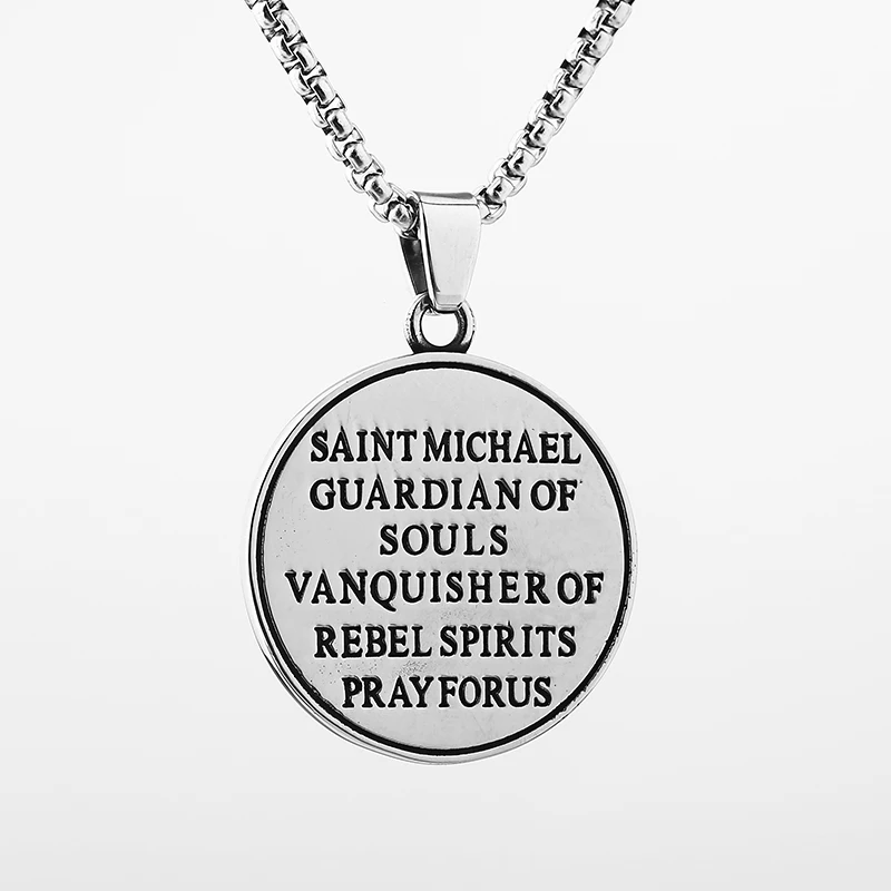 موضة 316L الفولاذ المقاوم للصدأ سانت مايكل حمايتنا قلادة قلادة للرجل المرأة المختنق مجوهرات دروبشيبينغ هدية حفلة