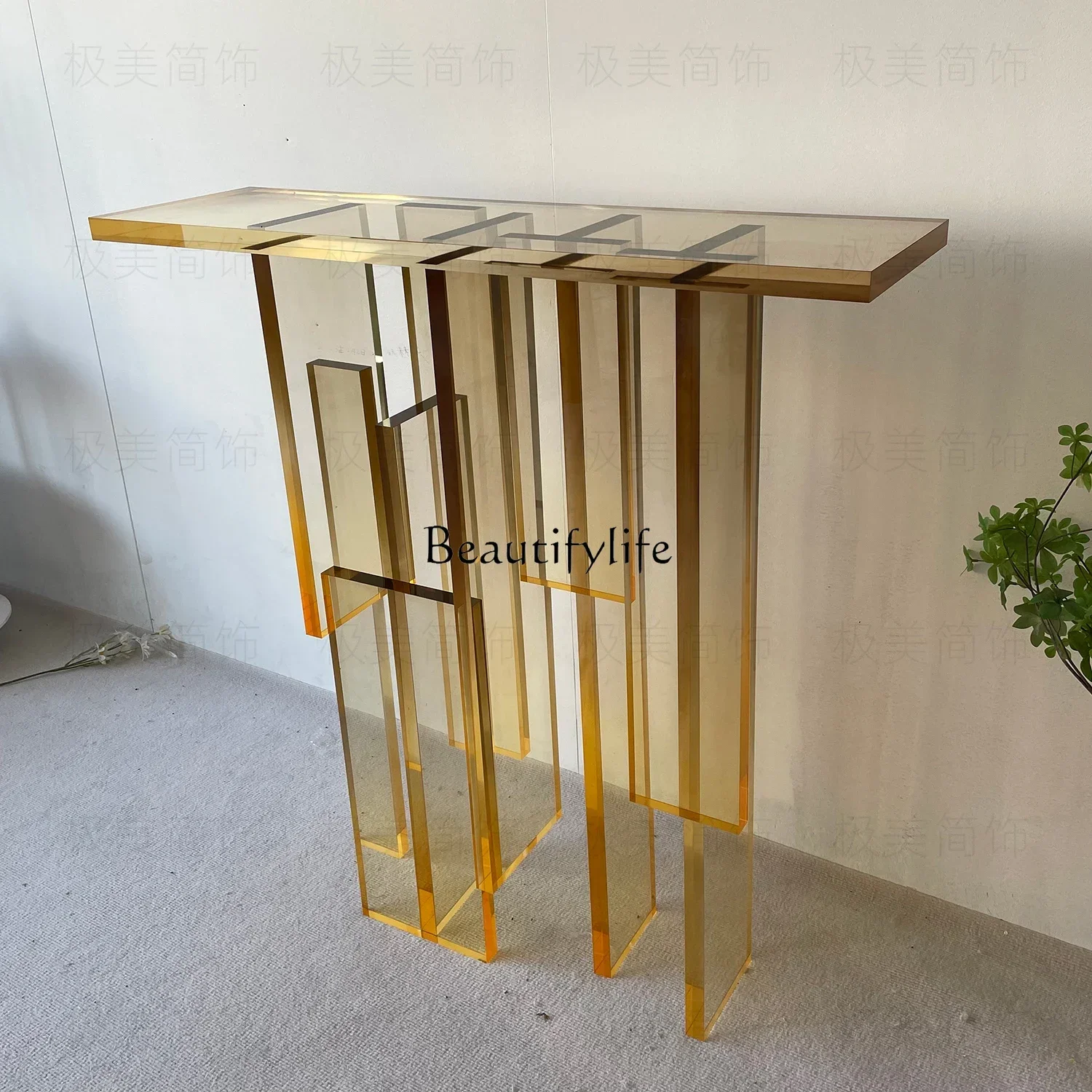 

Modern simple entrance table minimalist light luxury household gradual change color transparent acrylic long table