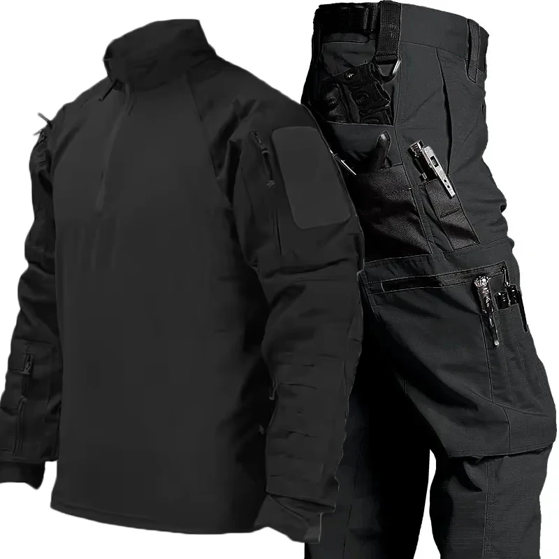 Field Training Suit Men Tactical Wear-Resistant Sets Breathable Long Sleeve Shirt Multi-Pocket Pant Autumn Outdoor Training Suit