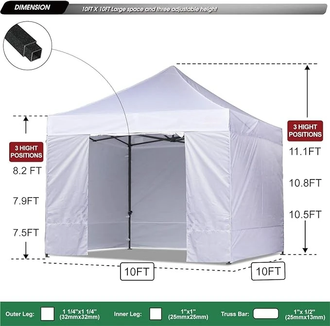 High quality Factory Custom Wholesale Heavy Duty Easy Pop up Canopy Tent with Party Patio Gazebo Removable Side Walls