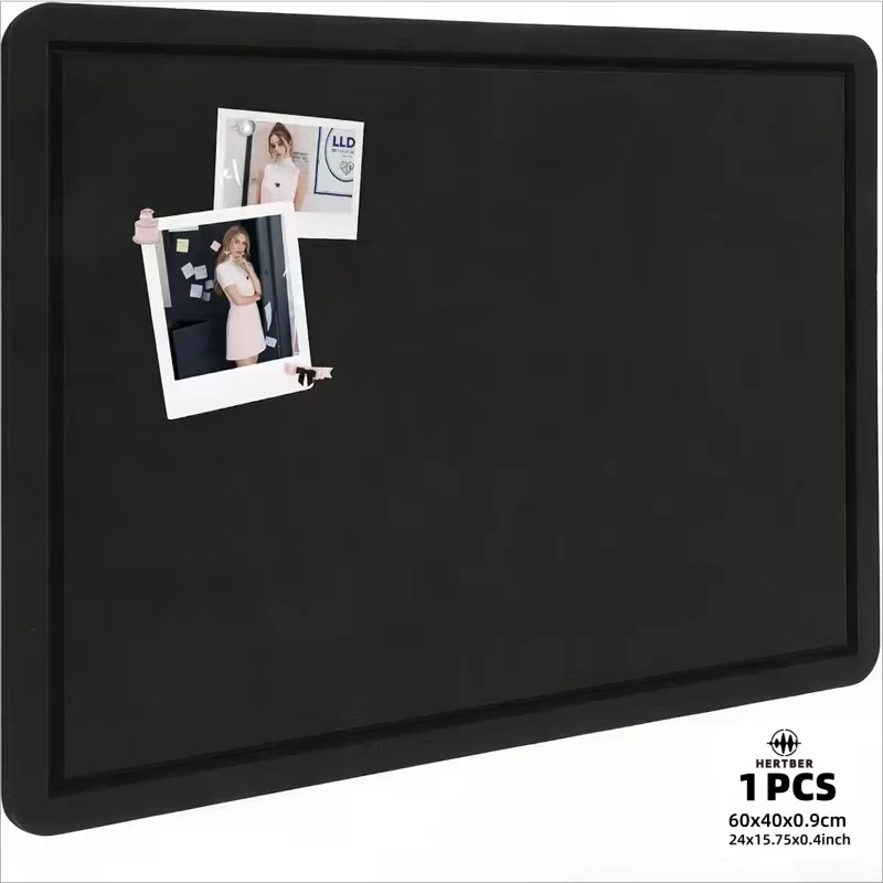 HERTBER 1Pcs Square Self Adhesive Felt Pin Board Thick Soft Bulletin Board No Drill No Magic Tape Photo Memo Display for Office