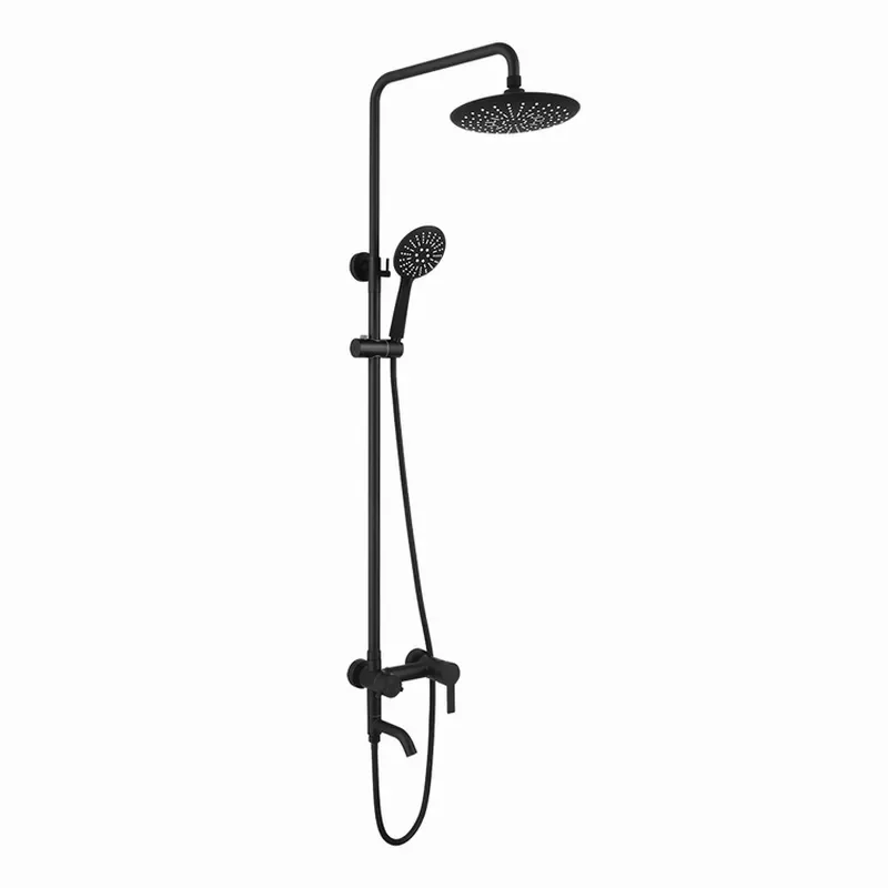 304 Stainless Steel Waterfall Multifunctional Shower Kit, Simple Black Thickened All‑Copper Hot‑Cold Shower Head Set For Househo