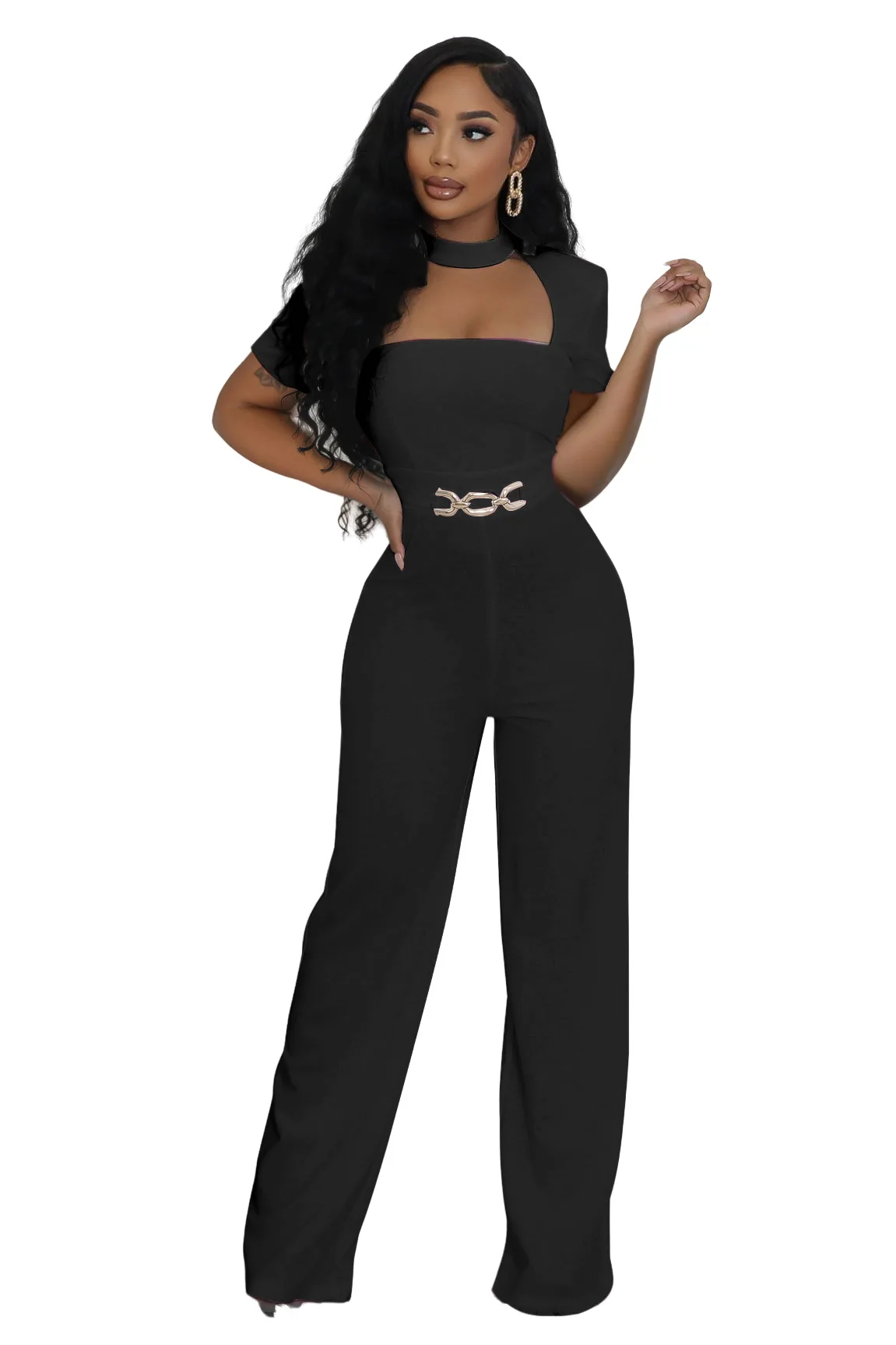 EINY Vintage Elegant Jumpsuits for Women Birthday Celebrity Club Party Square Collar Short Sleeve High Waist Wide Leg Rompers