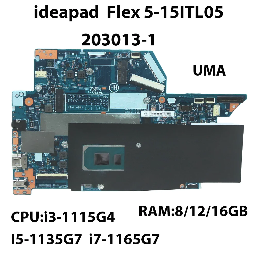 

Laptop Motherboard For Lenovo ideapad Flex 5-15ITL05 203013-1 CPU:i3-1115G4 I5-1135G7 i7-1165G7 8/12/16G 5B21B37514 5B21B37516