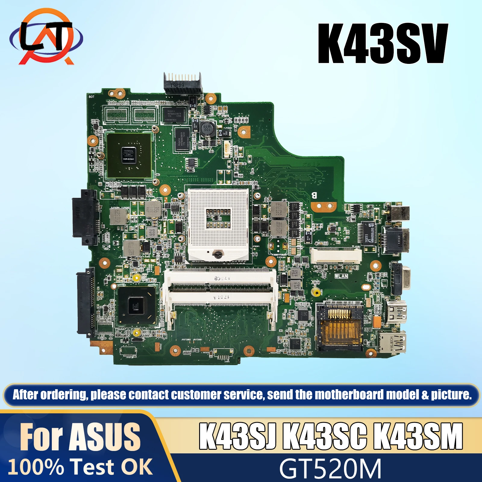 

K43SV Mainboard GT520M For ASUS K43SJ K43SC K43SM K43S Laptop Motherboard REV:2.0/2.2/3.0/4.1 Fully Tested