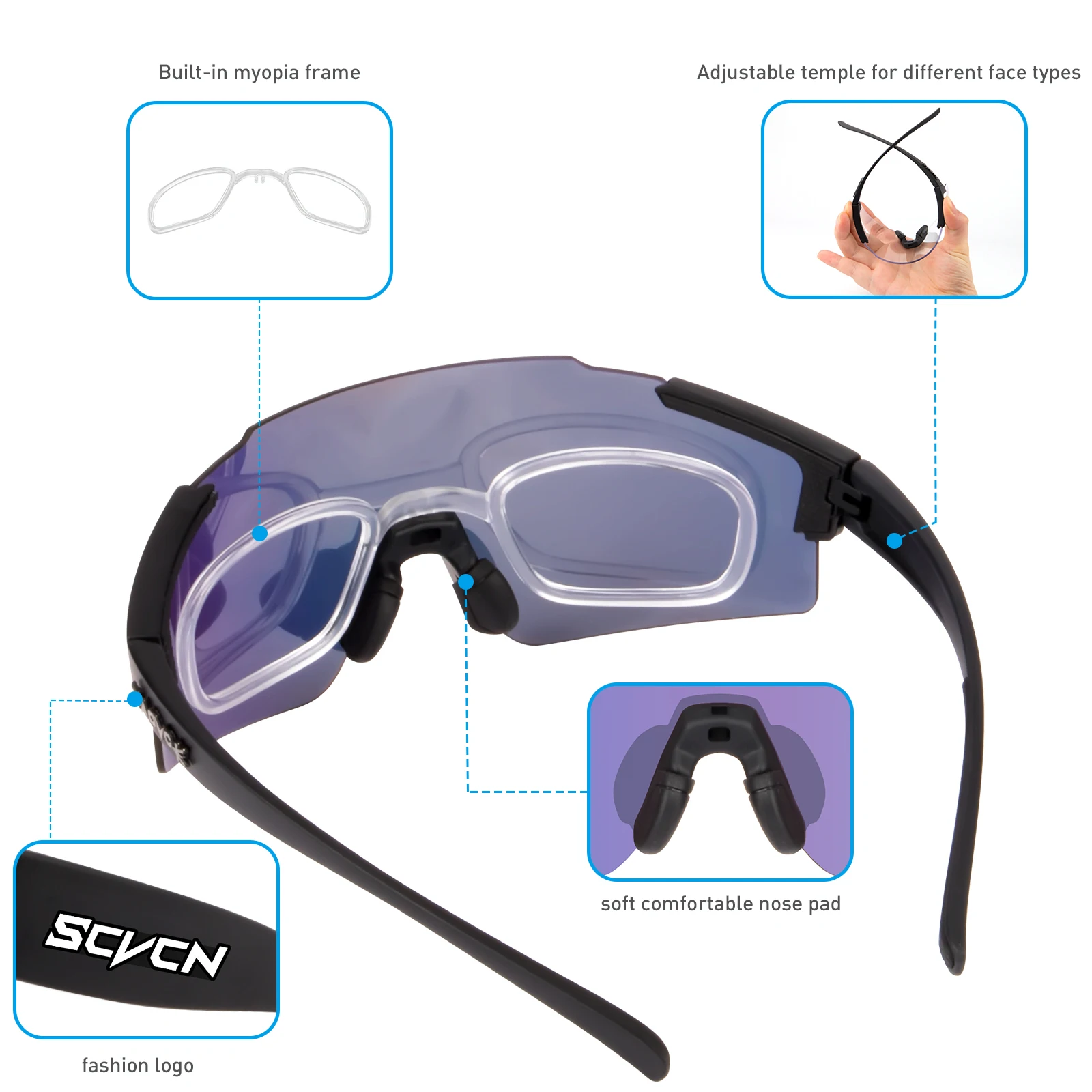 SCVCN MTB Cycling Glasses Men Women Outdoor Sports Runing Sunglasses Skiing Bicycle Goggles Photochromic Lens Bike Eyewear