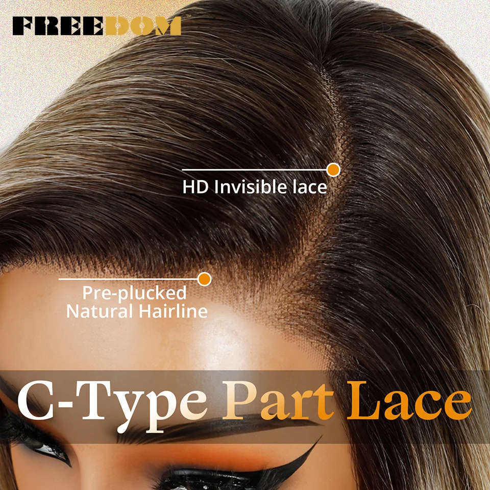 Synthetische Lace-Front-Perücken für Frauen, 18 Zoll, Seitenscheitel, vorgezupfte, gerade, geschichtete Lace-Perücke, Ombre Braun Blond, Perücke für den täglichen Gebrauch – Detail 4